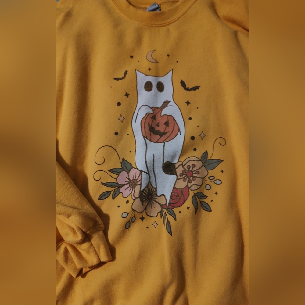 Yellow Cat Halloween Sweatshirt